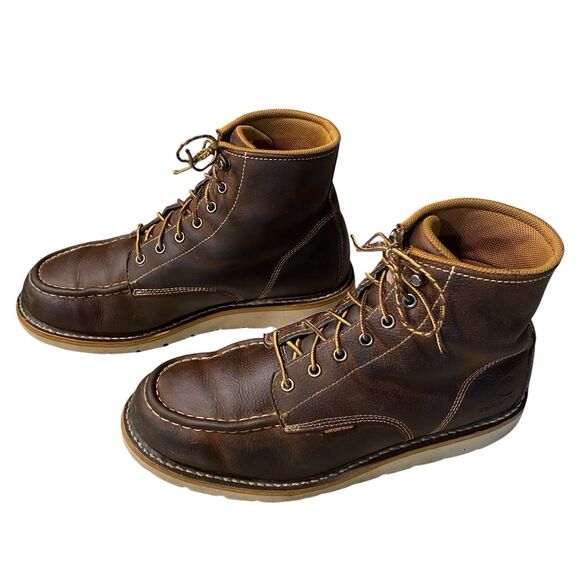 Carhartt Waterproof Moc Toe Wedge Work Boots Brown Leather EH Men's 10.5 - Picture 3 of 10